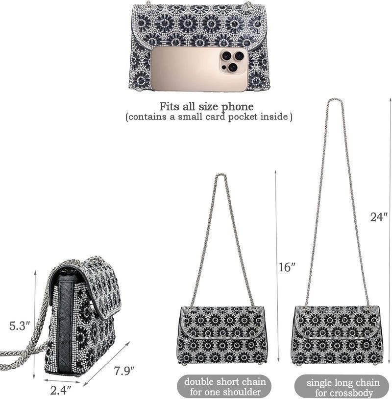 BBTT.ful Shoulder Bags Crossbody Bag Purses Handbags Crystals Rhinestone Evening Bag for Women Clutch Purse with Chain - Image 4